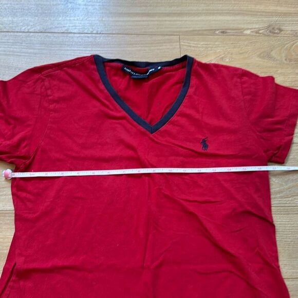 Ralph lauren sport red short sleeve 100% cotton t-shirt size medium with navy ho - Picture 4 of 6
